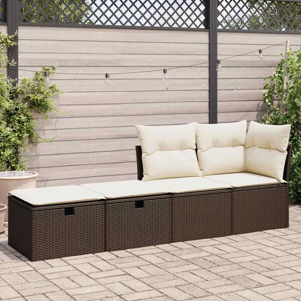 vidaXL 2-tlg. Garten-Sofagarnitur mit Kissen Braun Poly Rattan Akazie