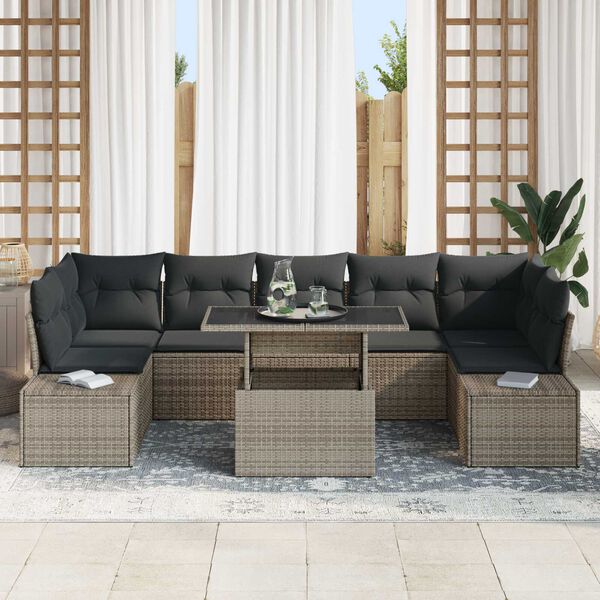 vidaXL Garten-Sofa-Set mit Kissen 8 pcs Grau