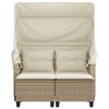 vidaXL Gartensofa 2-Sitzer mit Dach und Hockern Beige Poly Rattan