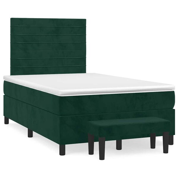 vidaXL Boxspringbett mit Matratze Dunkelgr&uuml;n 120x200 cm Samt