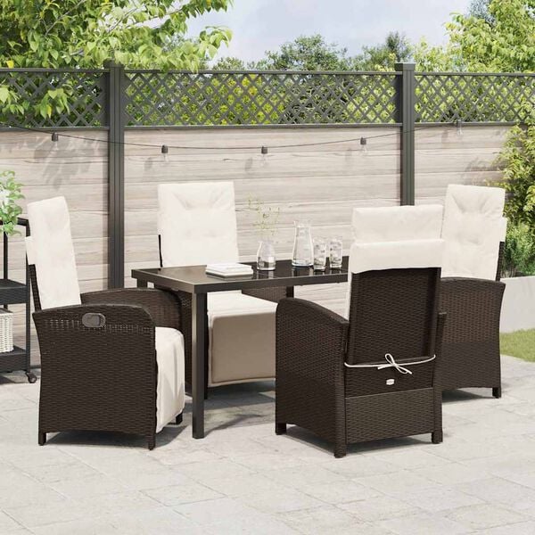vidaXL Garten Essgruppe mit Kissen 5 pcs Braun Poly-Rattan