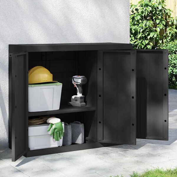 vidaXL Gartenschrank Schwarz 97x37x85 cm PP