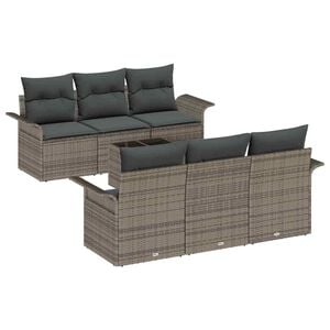 vidaXL Gartensofa-set 7 stk. Grau Poly-Rattan