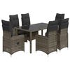 vidaXL 7-tlg. Garten-Bistro-Set mit Kissen Grau Poly Rattan