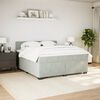 vidaXL Boxspringbett mit Matratze Hellgrau 180x200 cm Samt