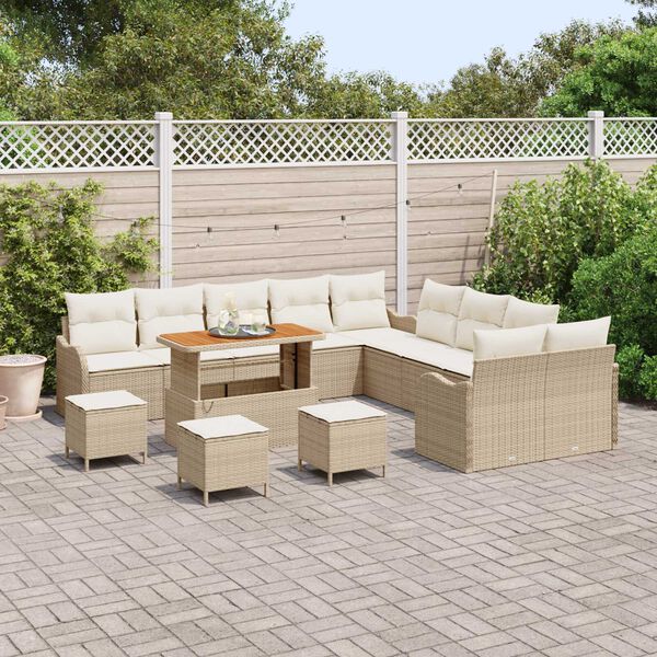 vidaXL Garten-Sofa-Set 14 pcs Beige Poly-Rattan