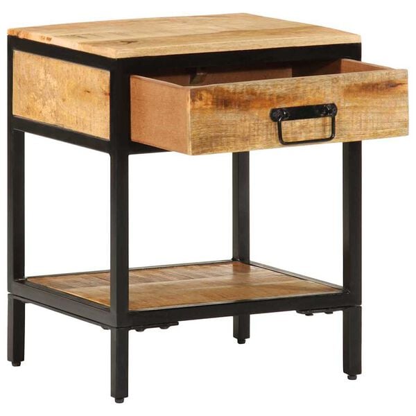 vidaXL Nachttisch Braun 40 x 35 x 50 cm Massives Mango Holz und Metall