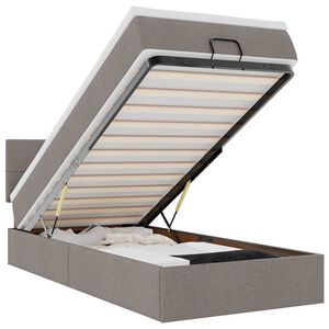 vidaXL Ottomane Bett mit Matratze & LEDs Taupe 90x200 cm Stoff