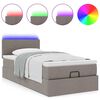 vidaXL Ottomane Bett mit Matratze & LEDs Taupe 90x200 cm Stoff