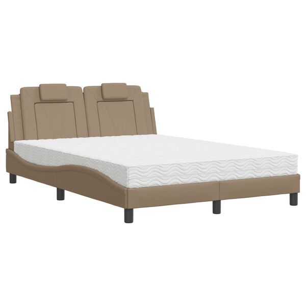 vidaXL Bett "Viana" mit Matratze Cappuccino-Braun 140x190 cm Kunstleder