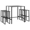 vidaXL 5-tlg. Gartenbar-Set Schwarz Pulverbeschichteter Stahl