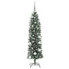 vidaXL K&uuml;nstlicher schlanker Weihnachtsbaum Gr&uuml;n und Wei&szlig; 150 cm