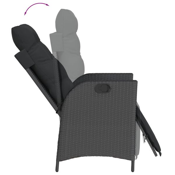vidaXL 3-tlg. Garten-Essgruppe mit Kissen Schwarz Poly Rattan