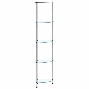 vidaXL Regal mit 5 Ablagen Transparent 30x30x130 cm Hartglas