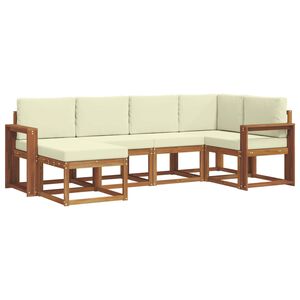 vidaXL Outdoor-Sofagarnitur mit Kissen 6 pcs Natur und Creme