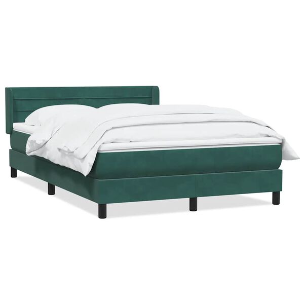 vidaXL Boxspringbett mit Matratze Dunkelgr&uuml;n 160x220 cm Samt
