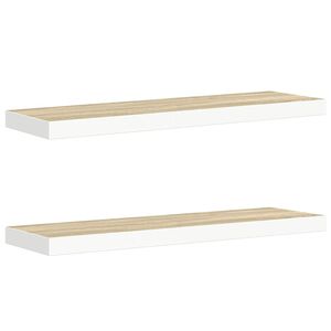 vidaXL Schweberegale 2 Stk. Eichen-Optik und Wei&szlig; 80x23,5x3,8 cm MDF