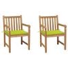 vidaXL Gartenst&uuml;hle 2 Stk. mit Hellgr&uuml;nen Kissen Massivholz Teak