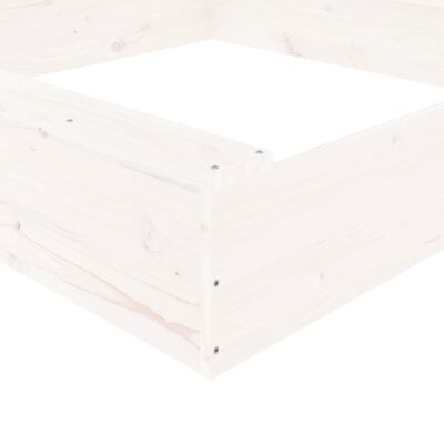 vidaXL Sandkasten mit Sitzen Weiß Quadratisch Massivholz Kiefer