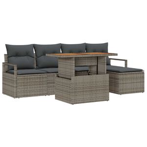 vidaXL Garten-Sofa-Set mit Speicher 6 pcs Grau Poly Rattan