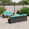 vidaXL 8-tlg. Garten-Sofagarnitur mit Kissen Schwarz Poly Rattan