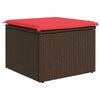 vidaXL Gartenhocker mit Kissen Braun 55x55x37 cm Poly Rattan