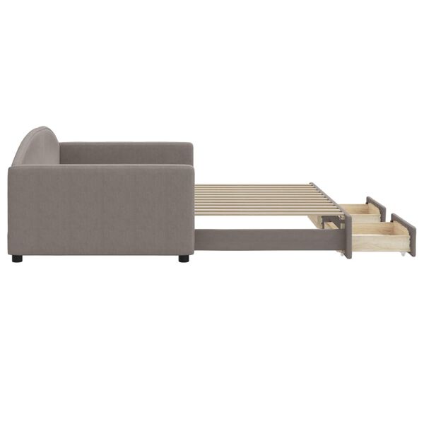 vidaXL Tagesbett Ausziehbar mit Schubladen Taupe 100x200 cm Stoff