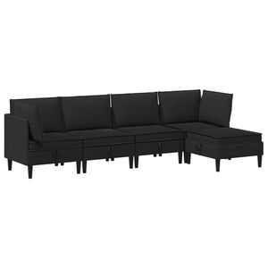 vidaXL Wohnzimmergarnitur 5 stk. Schwarz Stoff