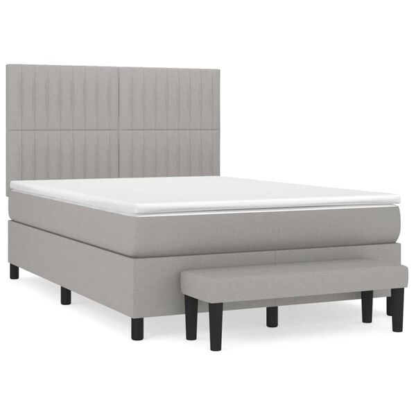 vidaXL Boxspringbett mit Matratze Hellgrau 140x190 cm Stoff