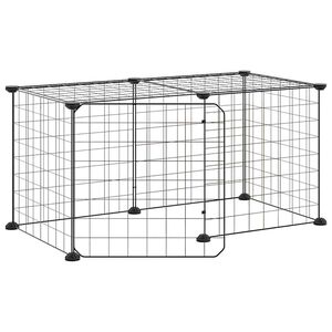 vidaXL 8-tlg. Haustierk&auml;fig mit T&uuml;r Schwarz 70x35x35 cm Stahl