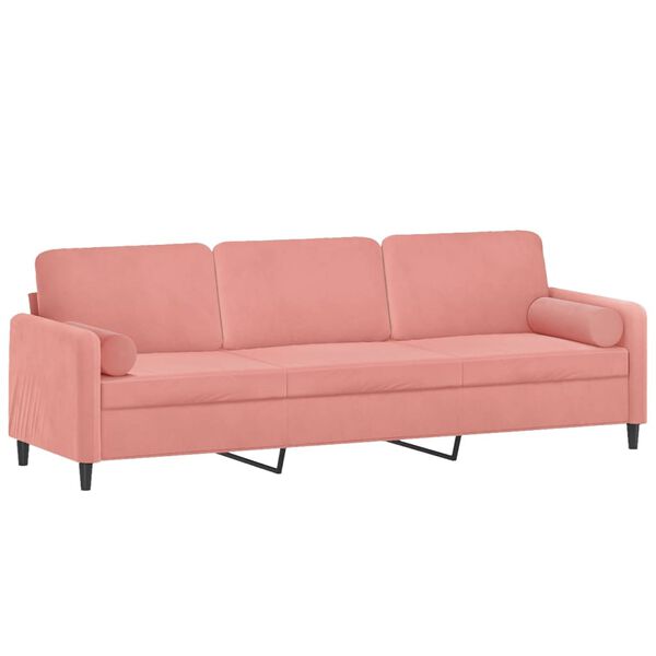 vidaXL 3-Sitzer-Sofa mit Kissen Rosa 210 cm Samt