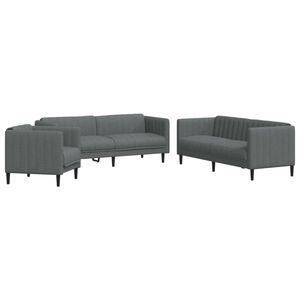 vidaXL 3-tlg. Sofagarnitur Dunkelgrau Stoff