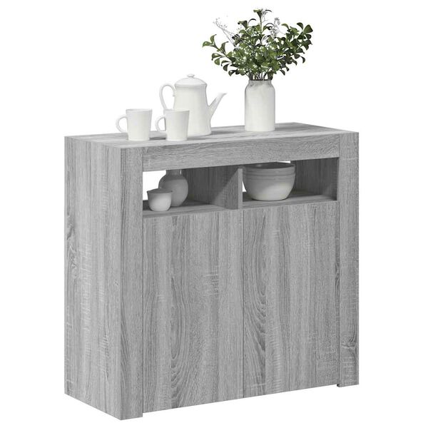 vidaXL Sideboard mit LED-Beleuchtung Grau Sonoma 80x35x75 cm