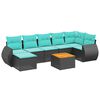 vidaXL 8-teiliges Gartensofa-Set mit Kissen, schwarzes Polyrattan