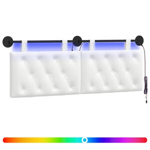 vidaXL H&auml;ngendes Kopfteil Mit LED Licht Wei&szlig; Stoff