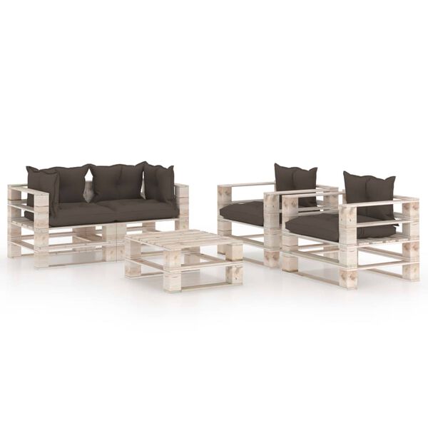 vidaXL 5-tlg. Garten-Lounge-Set aus Paletten mit Kissen Kiefernholz