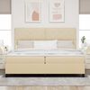 vidaXL Boxspringbett mit Matratze mit LED Creme 200 x 200 cm Stoff