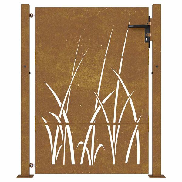 vidaXL Gartentor 100x150 cm Cortenstahl Gras-Design