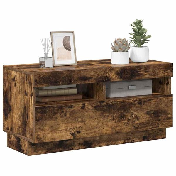 vidaXL TV-Schrank mit LED-Leuchten Räuchereiche 80x35x40 cm