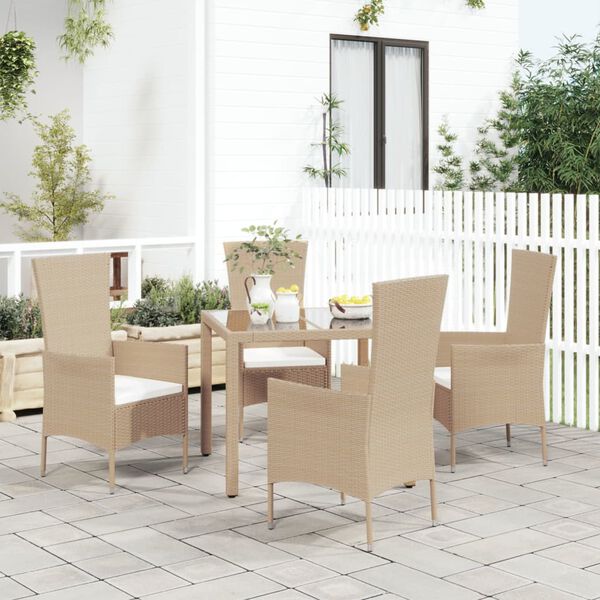 vidaXL Gartenst&uuml;hle mit Kissen 4 Stk. Poly Rattan Beige