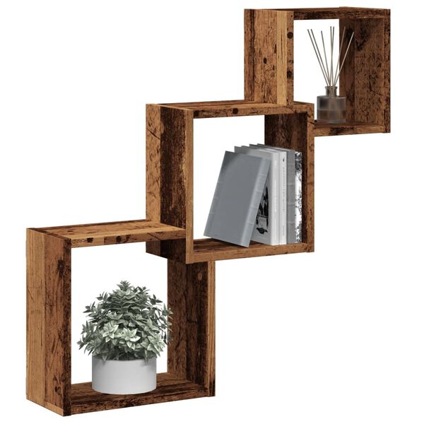 vidaXL W&uuml;rfelregale Altholz-Optik 68x15x68 cm Holzwerkstoff