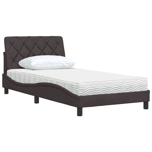 vidaXL Bett mit Matratze Dunkelbraun 100x200 cm Stoff