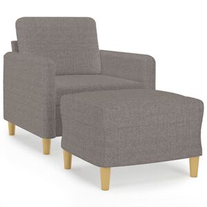 vidaXL Sessel mit Hocker Taupe 60 cm Stoff