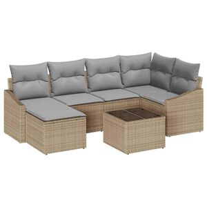 vidaXL Garten Essgruppe 7 stk. Beige und Hellgrau