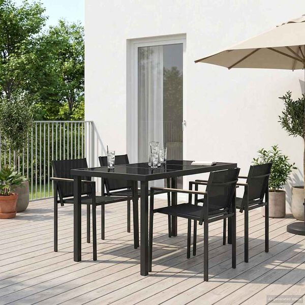 vidaXL Gartenm&ouml;bel Set 5 pcs Schwarz und Anthrazit 140 x 70 x 73 cm