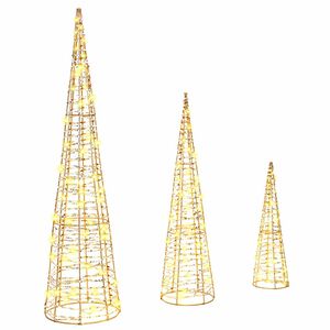 vidaXL Weihnachtsbaum 3 Stk. Warmwei&szlig; 20 x 20 x 80 cm PET 90 LEDs