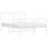 vidaXL Bettgestell mit Kopf- und Fu&szlig;teil Metall&nbsp;Wei&szlig; 150x200 cm