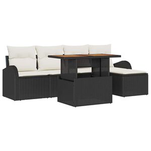 vidaXL Garten-Sofa-Set mit Kissen 6 pcs Schwarz und Creme