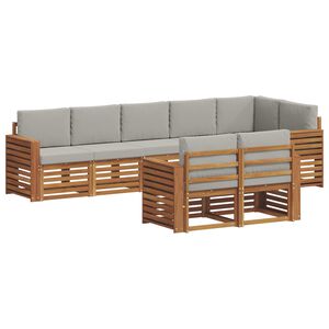 vidaXL Sofagarnituren 8 pcs Nat&uuml;rlich und Hellgrau Massivholz Akazie
