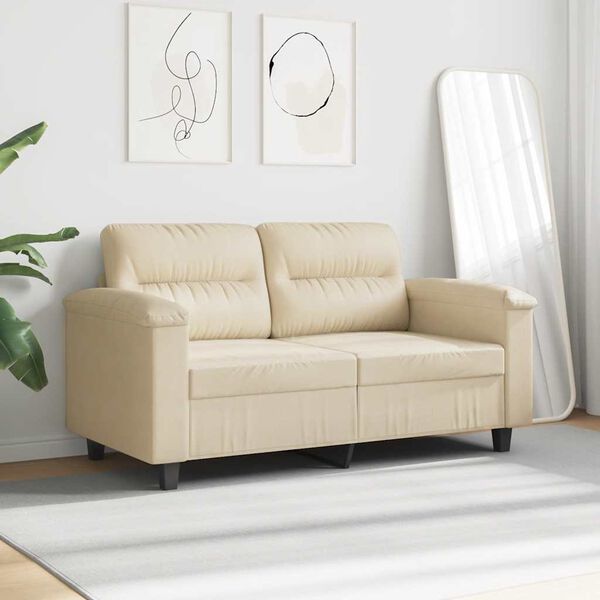 vidaXL 2-Sitzer-Sofa Creme 120 cm Mikrofasergewebe